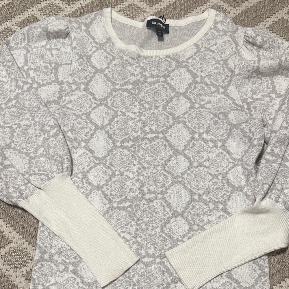 Express Snakeskin Taupe and Cream Sweater!